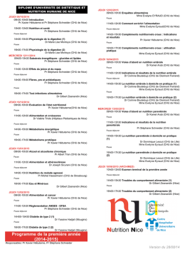 Programme de la première année (2014-2015)