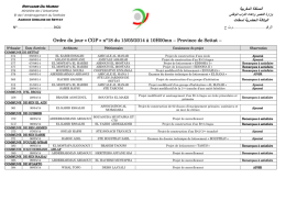 Ordre du jour « CGP » n°18 du 15/05/2014 à 10H00mn à 10H00mn