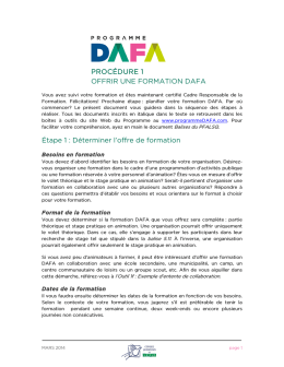 Procédure 1: Offrir une formation DAFA (PDF)