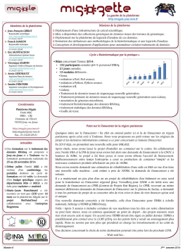 2ème semestre 2014 - Plateforme bioinformatique MIGALE