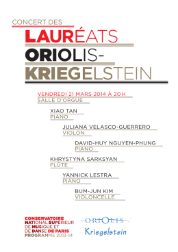 lAuréats ORiolIs- kRiegeLstein - Conservatoire national supérieur