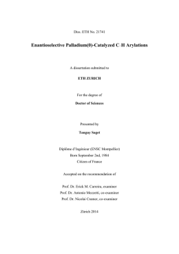 Enantioselective Palladium(0)-Catalyzed C–H - ETH E
