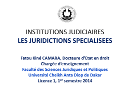 INSTITUTIONS JUDICIAIRES - Université Cheikh Anta Diop