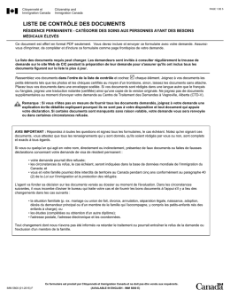 Liste de contrôle des documents - Citoyenneté et Immigration Canada
