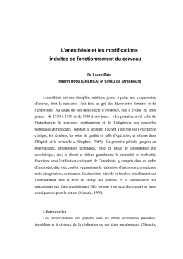 Mémorisation et anesthésie - Pain L - ( PDF - 39.1 ko)
