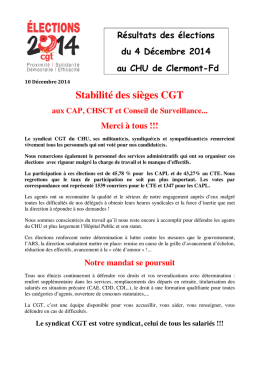 Résultats Elections CHU - Cgt CHU Clermont-Ferrand - E