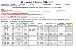 Organisation de la saison 2014 / 2015