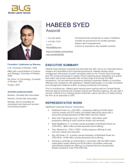 HABEEB SYED - Borden Ladner Gervais LLP