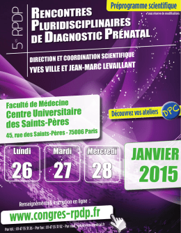 JANVIER - Rencontres Pluridisciplinaires de Diagnostic Prénatal