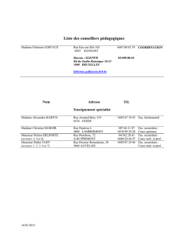 Liste des conseillers pédagogiques - Wallonie