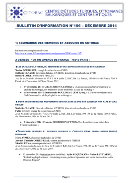 Bulletin n°106 décembre 2014 - CETOBaC