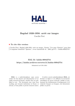 Bagdad 1920-1950: arrêt sur images - Hal-SHS