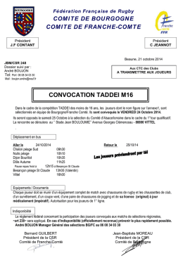 CONVOCATION TADDEI M16 - Rugby Franche