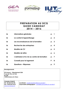 Guide candidat DCG 2014 2016 - IUT Annecy