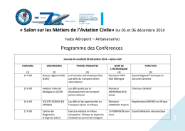 Programme des Conférences - Ministère des transports