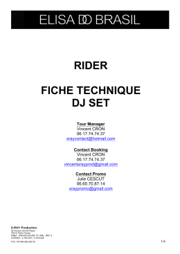 RIDER FICHE TECHNIQUE DJ SET - X