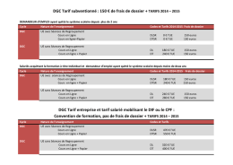 DGC Tarif subventionné : 150 € de frais de dossier + - Ipst-Cnam