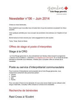 Newsletter n°06 – Juin 2014 - Croix