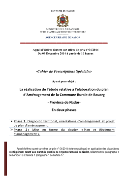 CPS PA Bouarg AO 04-2014 - Agence Urbaine de Nador