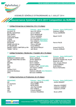 Gouvernance Xylofutur 2014-2017 Composition du BUREAU