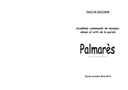 Palmarès 2013/2014 - Académie de musique de Bastogne