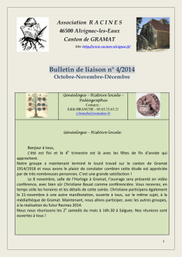 Bulletin de liaison n° 4/2014
