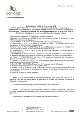 Délibération n° 10/CP du 5 novembre 2014 portant approbation d