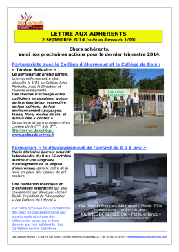 LETTRE DES ADHERENTS sept 2014 - Dar Janoub France