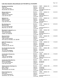 Liste des dossiers discontinués du 01-03-2014 au 31-03-2014