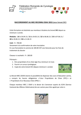 RACCORDEMENT AU MEC RECONNU OSAV (pour brevet DIC)
