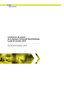 Prix BCN Innovation 2014: lauréat (dossier de presse)