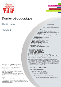 Dossier pédagogique Dom Juan - Atelier Théâtre Jean Vilar