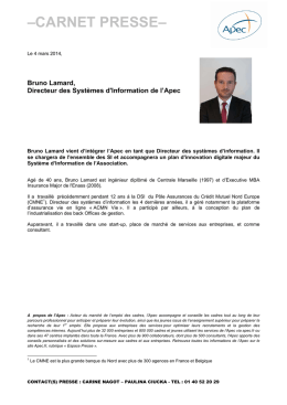 Communiqués - nomination de Bruno Lamard - Presse