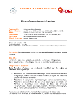 Fiche formation 2013-2014 CFDIP Littérature française et comparée
