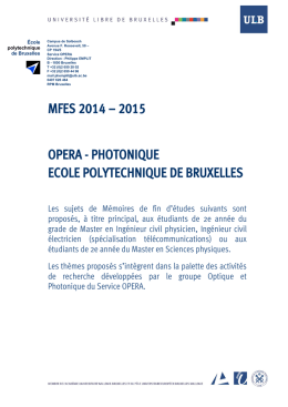 mfes 2014 – 2015 opera - Université Libre de Bruxelles