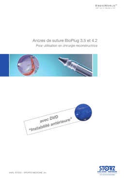 Ancres de suture BioPlug 3.5 et 4.2 avec DVD “Instabilité