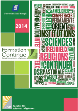 Catalogue des formations continues - Faculté des sciences religieuses