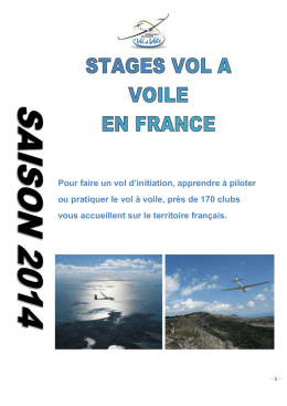 consulter la brochure des stages de vol à voile prévus sur le territoire