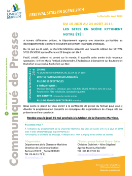 Communiqué de presse Sites en Scène 2014 - La Charente