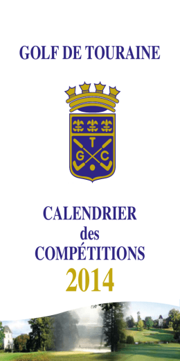 GOLF DE TOURAINE CALENDRIER des COMPÉTITIONS