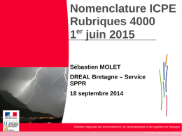 Nomenclature ICPE Rubriques 4000 1er juin 2015