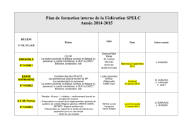 Plan de formation interne de la Fédération SPELC Année 2014-2015