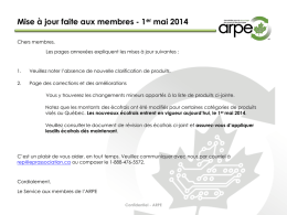 Mise &agrave; jour faite aux membres - 1er mai 2014