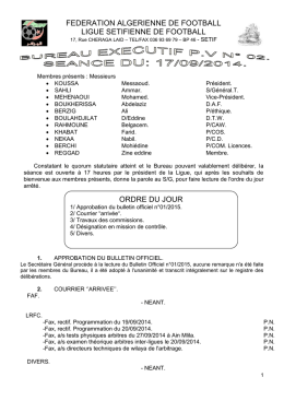 procés verbal 02-2015 - Ligue Sétifienne de Football