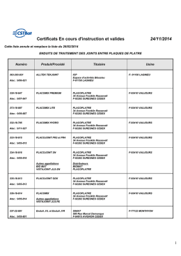 Liste des produits certifiés au 24/11/2014