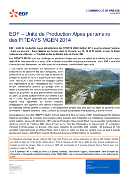 EDF – Unité de Production Alpes partenaire des
