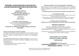 Programme Salon du bien-Ãªtre Ã Cavaillon du 20 septembre 2014