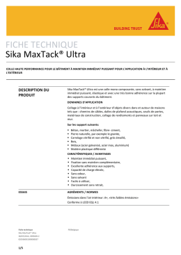 Fiche technique Sika MaxTack® Ultra (pdf, 0,15 MB)