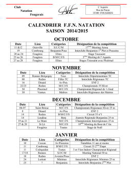 Le calendrier à imprimer - Club de natation de Fougères