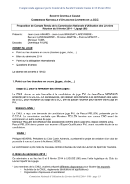 Compte-Rendu de la Commission du 9 Février 2014